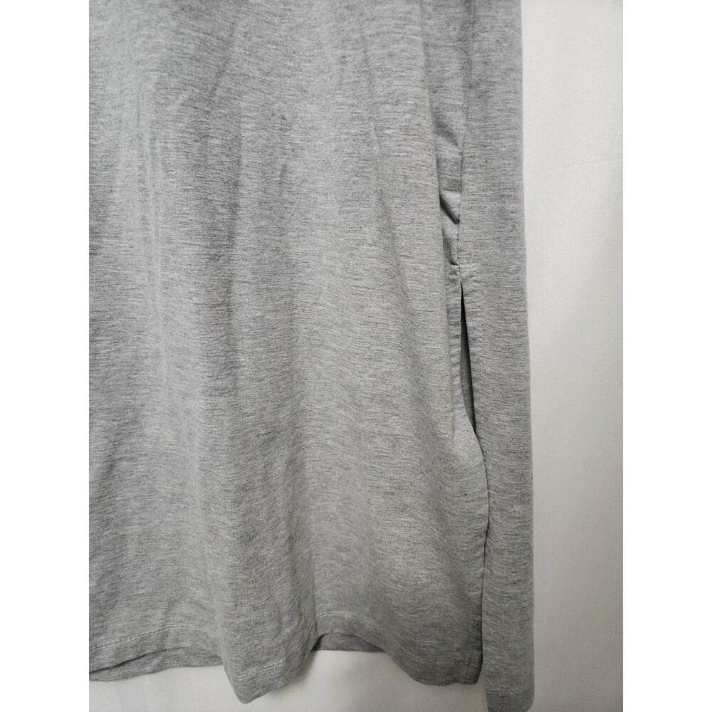 Ellos Knit Maxi Skirt Womens L 18/20 Elastic Waist Gray Side Slit Stretch Modest